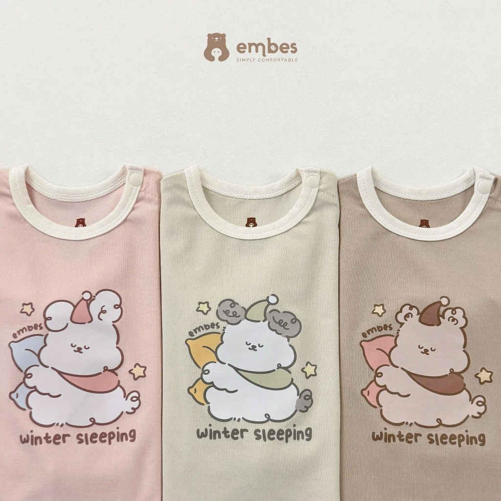 Bộ Sơ Sinh Dài Tay Embes, Bộ Dài Tay Hình In Ngực Cạp Cao Cài Cúc Cổ Chất Cotton Cho Bé Từ 0-9 Tháng - 2