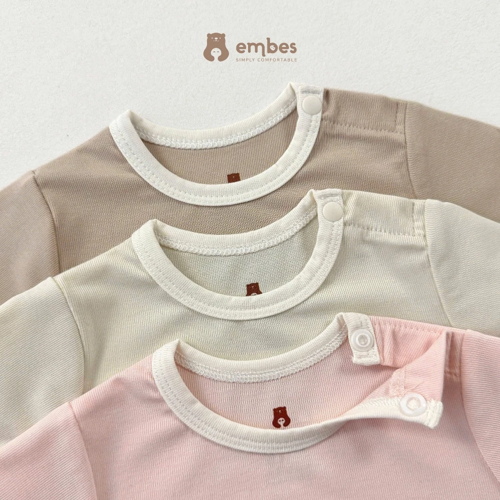 Bộ Sơ Sinh Dài Tay Embes, Bộ Dài Tay Hình In Ngực Cạp Cao Cài Cúc Cổ Chất Cotton Cho Bé Từ 0-9 Tháng - 4