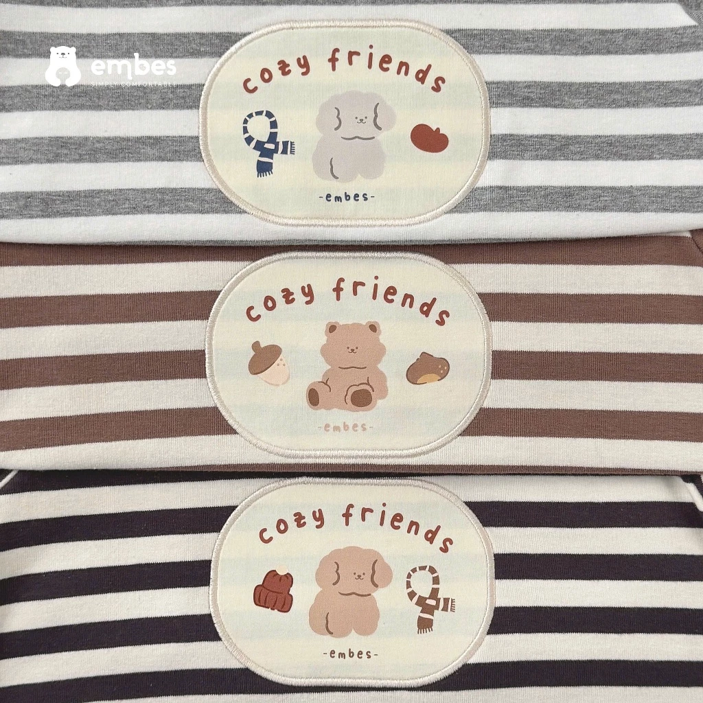 [New Collection] Bộ Nỉ Cho Bé Embes, Bộ Nỉ Kẻ Ngang Phối Đáp Chất Nỉ Da Cá Dày Dặn Cho Bé Từ 8-18Kg - 4