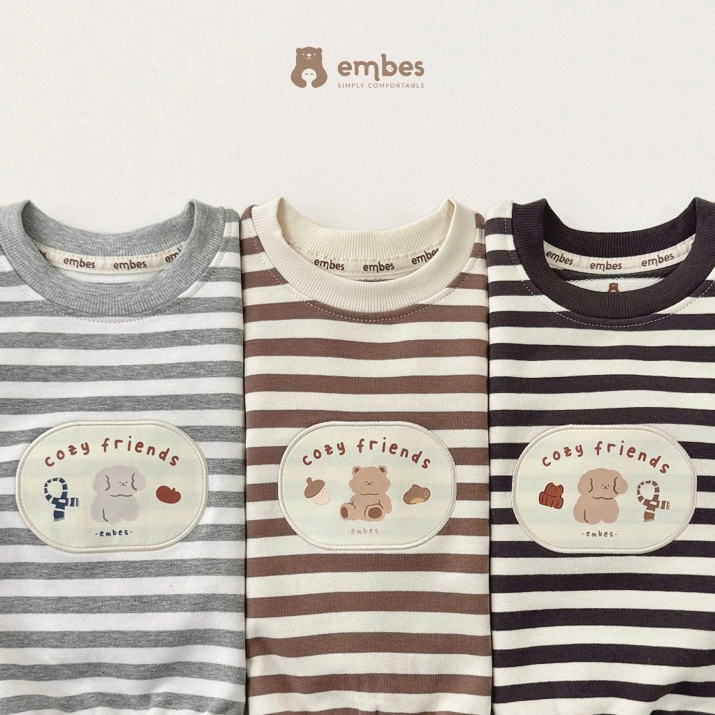 [New Collection] Bộ Nỉ Cho Bé Embes, Bộ Nỉ Kẻ Ngang Phối Đáp Chất Nỉ Da Cá Dày Dặn Cho Bé Từ 8-18Kg - 5