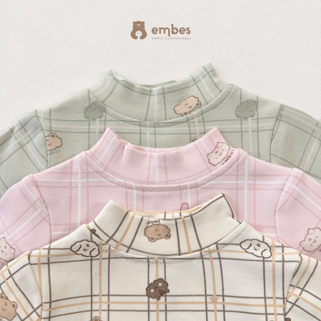 Bộ Dài Tay Cổ 3 Phân Embes, Bộ Thu Đông In Họa Tiết Chất Cotton Cho Bé Trai Bé Gái Size Từ 8-18kg - 2