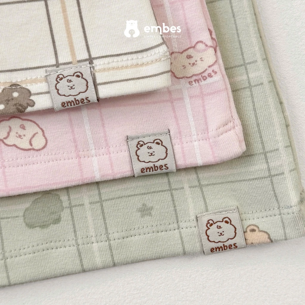 Bộ Dài Tay Cổ 3 Phân Embes, Bộ Thu Đông In Họa Tiết Chất Cotton Cho Bé Trai Bé Gái Size Từ 8-18kg - 4
