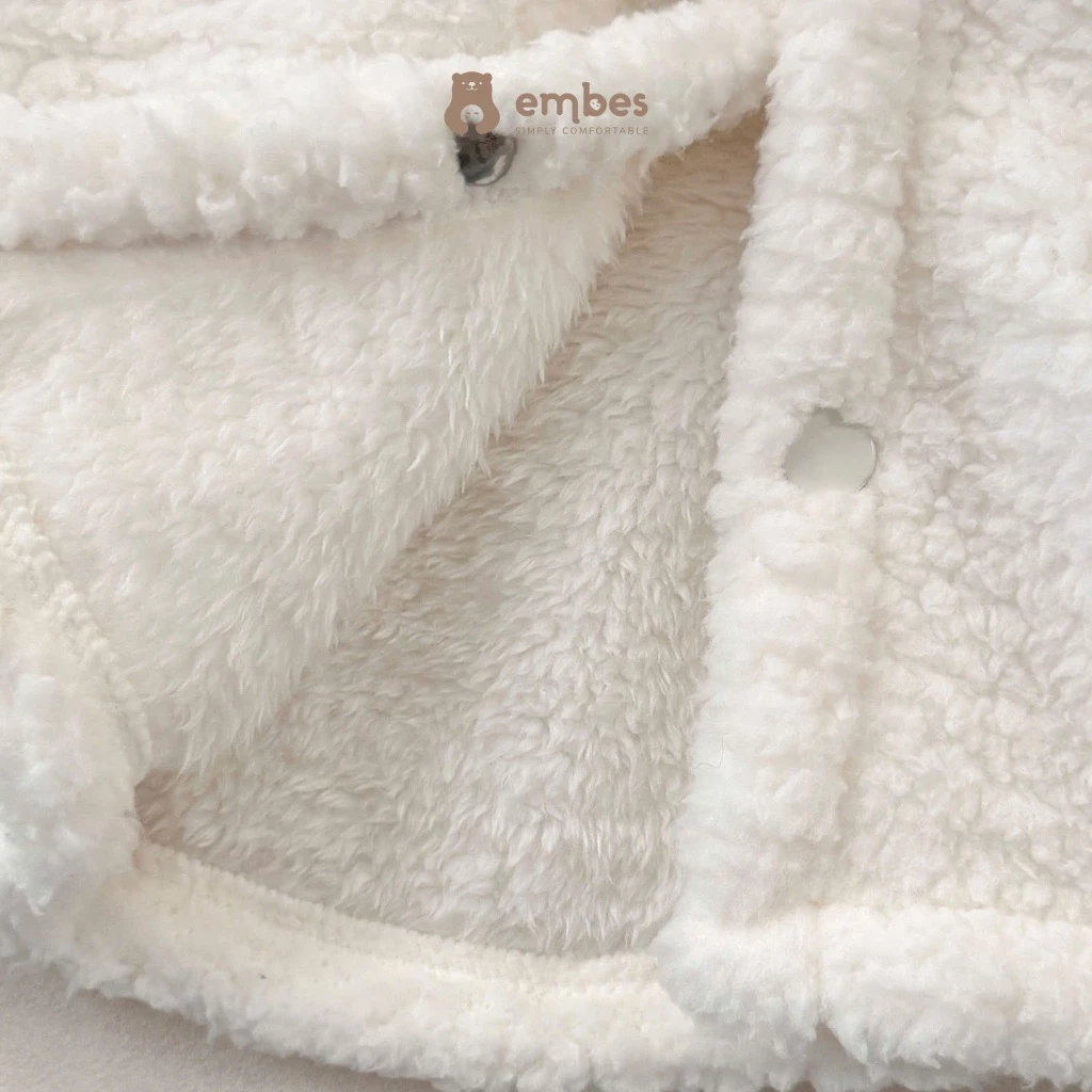 Áo Choàng Cho Bé Sơ Sinh Embes, Áo Choàng Lông Mũ Gấu-Thỏ Dày Dặn Ấm Áp Cho Bé Sơ Sinh Từ 0-9 Tháng - 2