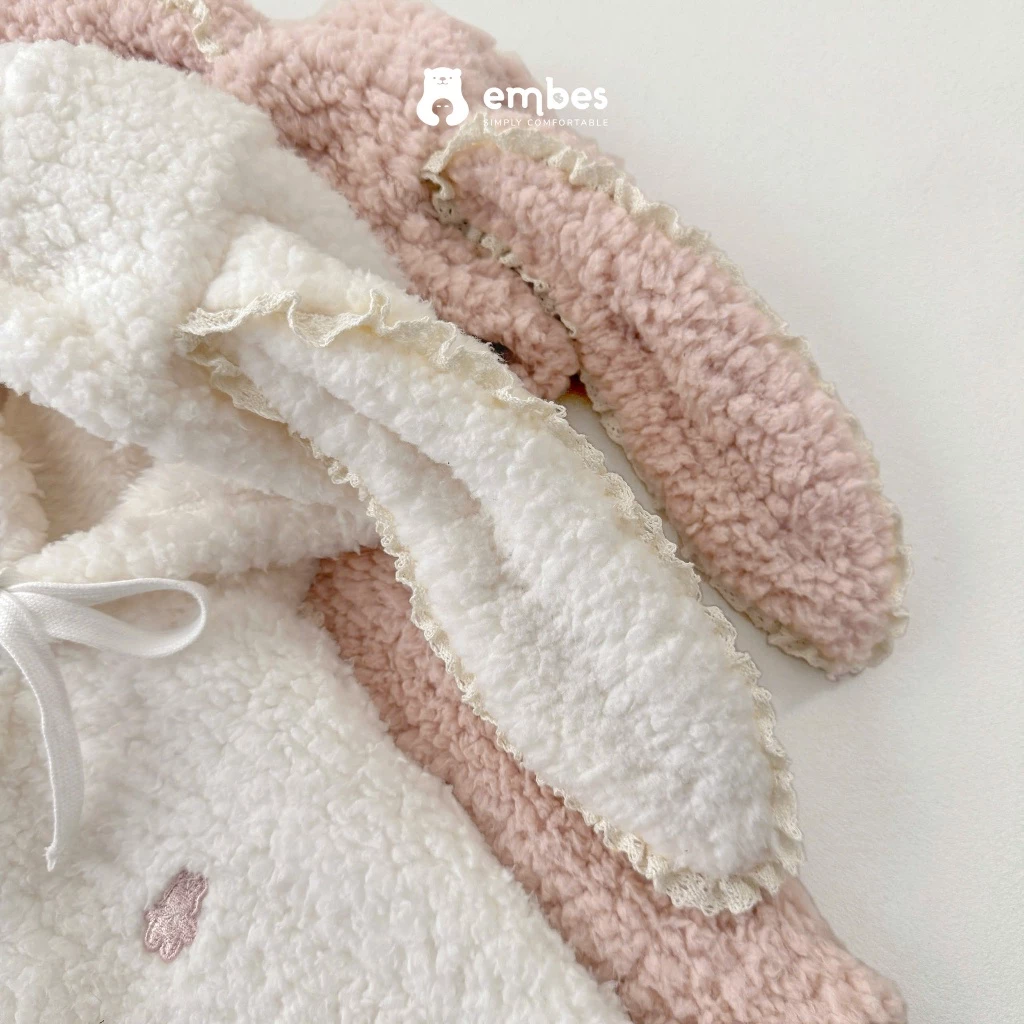 Áo Choàng Cho Bé Sơ Sinh Embes, Áo Choàng Lông Mũ Gấu-Thỏ Dày Dặn Ấm Áp Cho Bé Sơ Sinh Từ 0-9 Tháng - 4