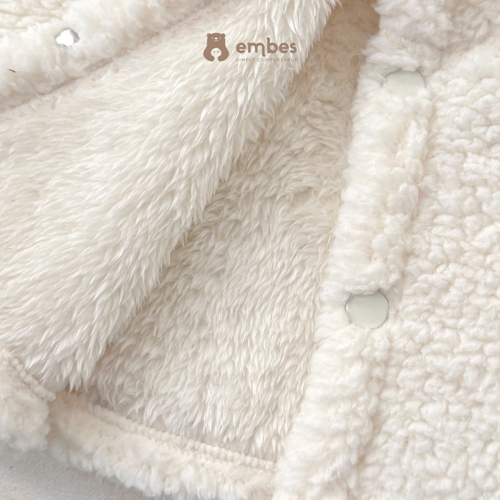 Áo Choàng Cho Bé Sơ Sinh Embes, Áo Choàng Lông Mũ Gấu-Thỏ Dày Dặn Ấm Áp Cho Bé Sơ Sinh Từ 0-9 Tháng - 5