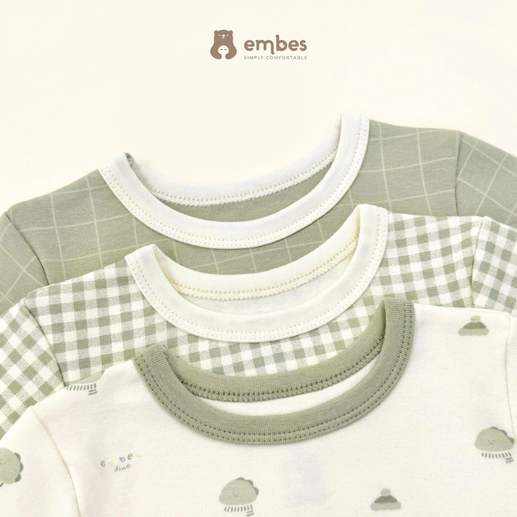 Đồ Bộ Thu Đông Embes, Bộ Quần Áo Dài Tay Họa Tiết Khủng Long Dino Chất Cotton Ấm Áp Cho Bé Từ 8-18Kg - 2