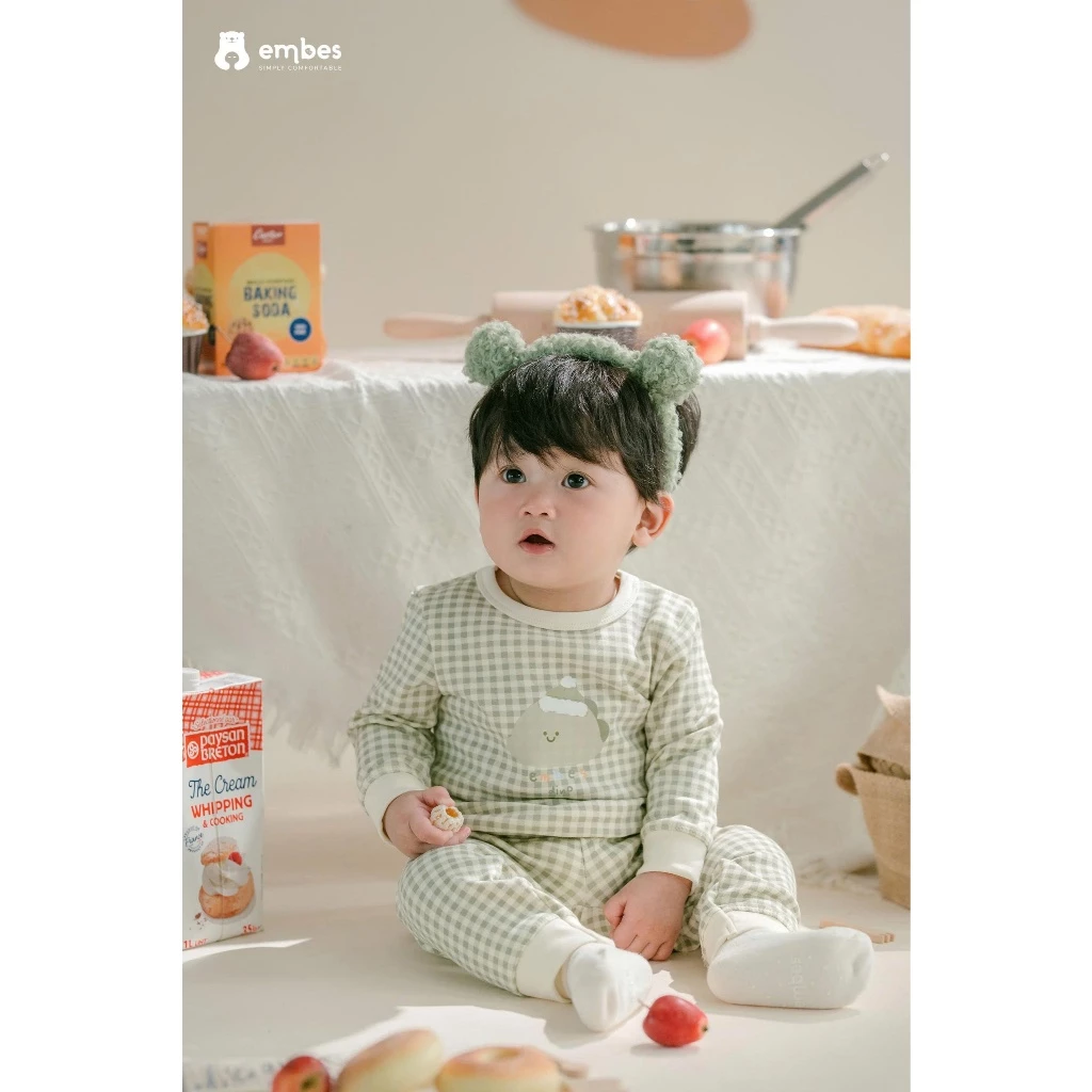 Đồ Bộ Thu Đông Embes, Bộ Quần Áo Dài Tay Họa Tiết Khủng Long Dino Chất Cotton Ấm Áp Cho Bé Từ 8-18Kg - 5