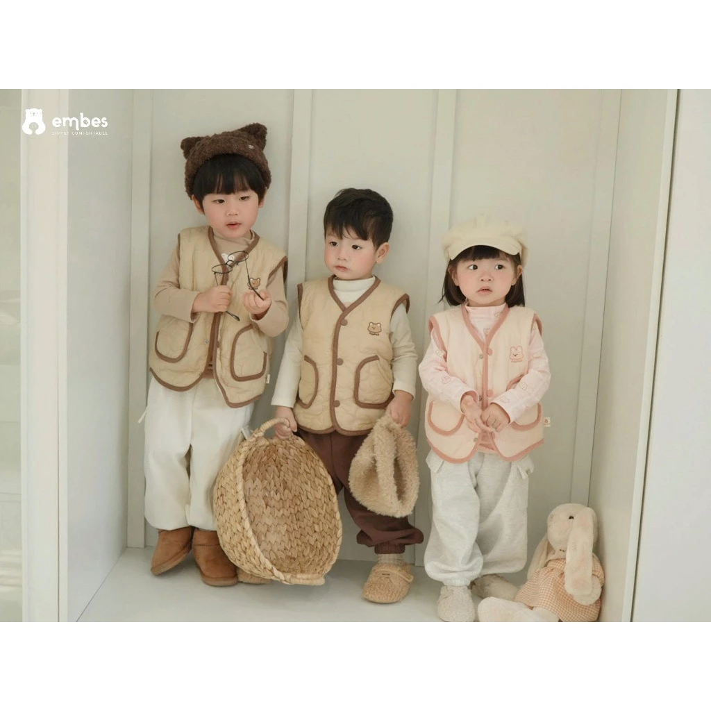 [New Collection] Áo Gile Cho Bé Embes, Áo Gile Hai Mặt Phao Và Nỉ Lông Dày Dặn Cho Bé Size Từ 8-18Kg - 5