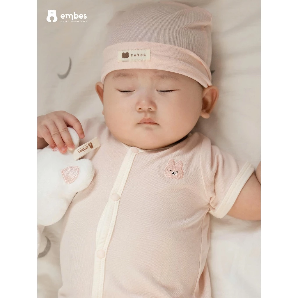 Bộ Sơ Sinh Cộc Tay Embes, Bộ Cộc Tay Hình Thêu Ngực Chất Cotton Mềm Mịn Cho Bé Sơ Sinh Từ 0-9 Tháng - 4