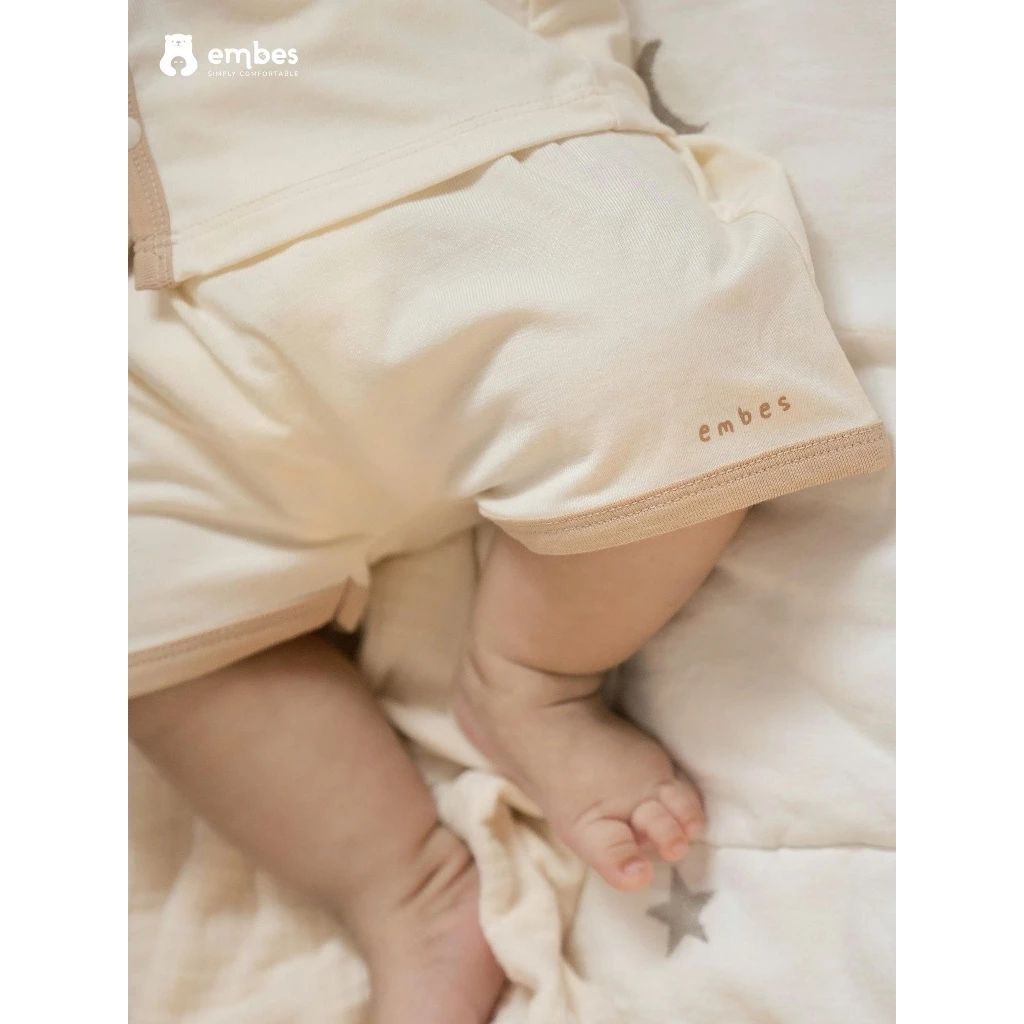 Bộ Sơ Sinh Cộc Tay Embes, Bộ Cộc Tay Hình Thêu Ngực Chất Cotton Mềm Mịn Cho Bé Sơ Sinh Từ 0-9 Tháng - 5