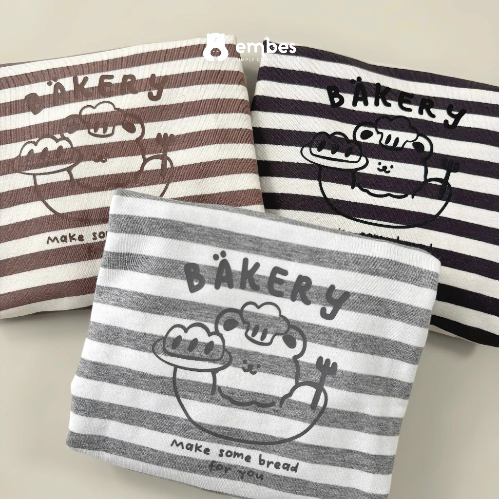 Bộ Nỉ Cho Bé Embes, Bộ Dài Tay Thu Đông Kẻ Ngang In Hình Chất Nỉ Da Cá Cho Bé Trai Bé Gái Từ 8-18Kg - 2