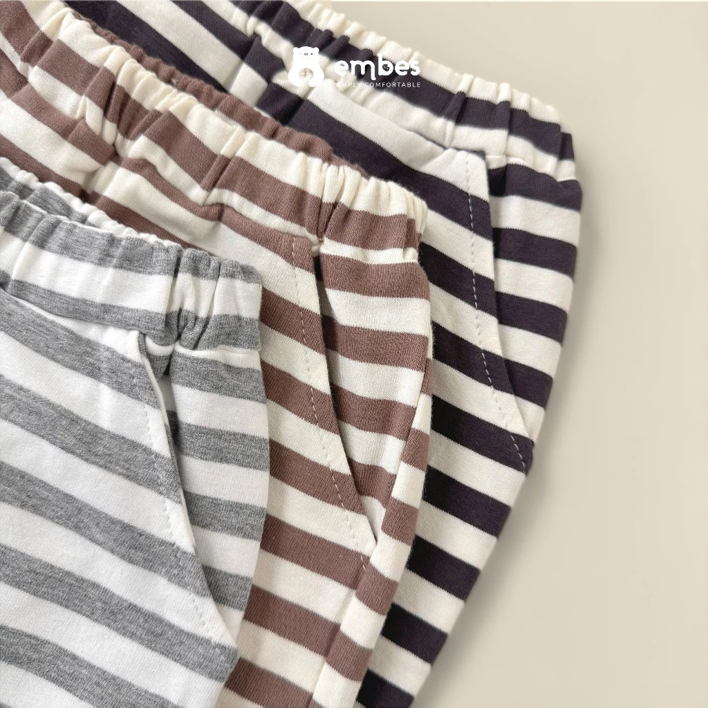 Bộ Nỉ Cho Bé Embes, Bộ Dài Tay Thu Đông Kẻ Ngang In Hình Chất Nỉ Da Cá Cho Bé Trai Bé Gái Từ 8-18Kg - 3