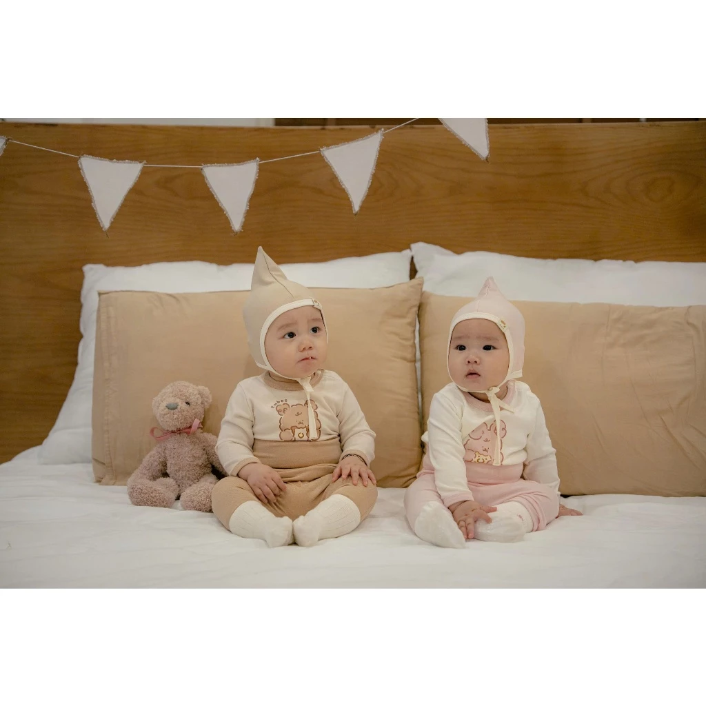 Bộ Dài Tay Sơ Sinh Embes, Bộ Dài Tay Thu Đông Hình In Chất Cotton Dệt Lông Mỏng Cho Bé Từ 0-9 Tháng - 4