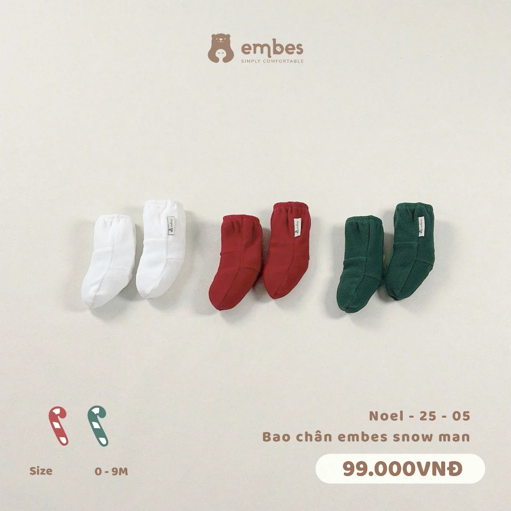 [Embes-Santa's Present] Bao Chân Người Tuyết-Snow Man Diện Lể Giáng Sinh Cho Bé Sơ Sinh Từ 0-9 Tháng