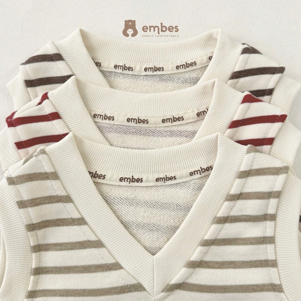 Áo Gile Cho Bé Embes, Áo Gile Cổ Tim Thêu Hình Chất Nỉ Da Cá, Dáng Hàn Cho Bé Trai Bé Gái Từ 8-18Kg - 2