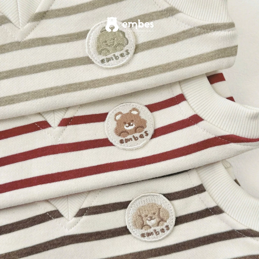 Áo Gile Cho Bé Embes, Áo Gile Cổ Tim Thêu Hình Chất Nỉ Da Cá, Dáng Hàn Cho Bé Trai Bé Gái Từ 8-18Kg - 3