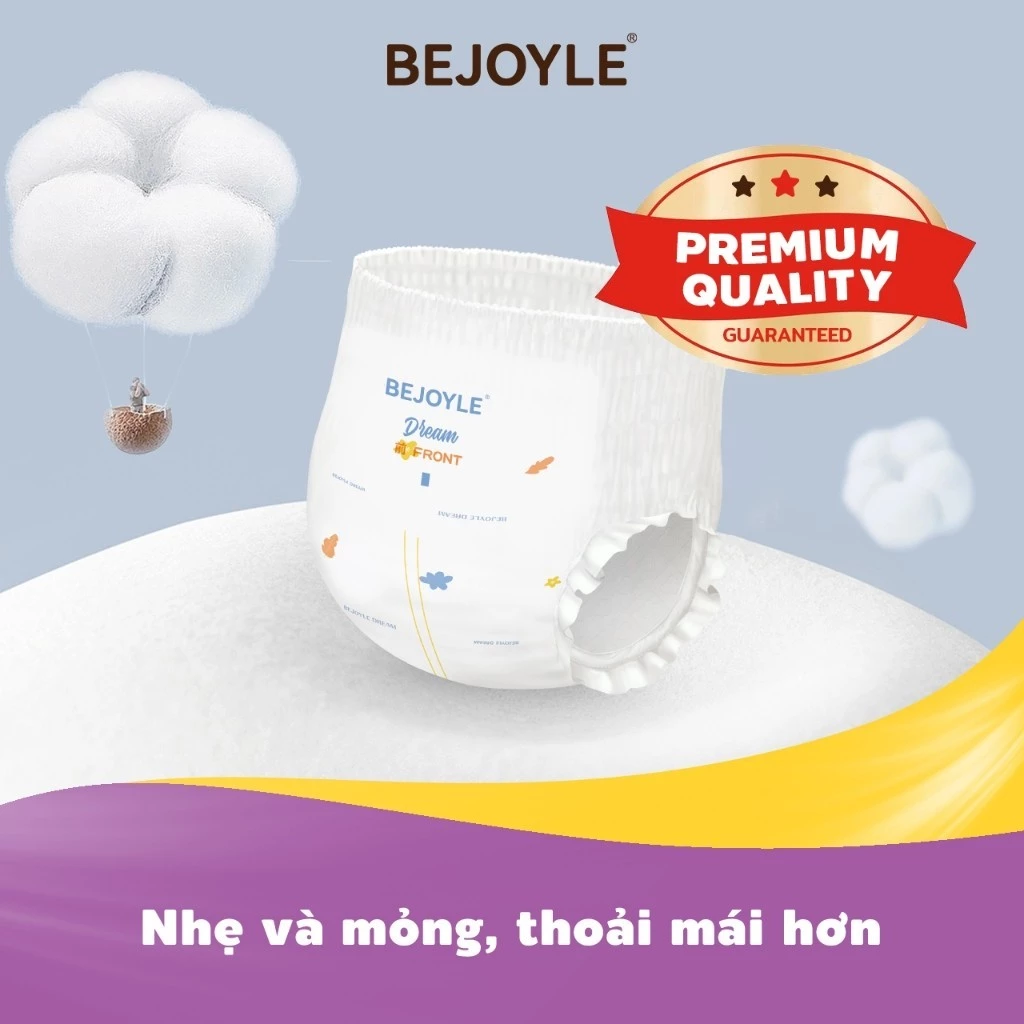 Bejoyle Tã Bỉm quần cao cấp nhẹ siêu khô thoáng cho trẻ sơ sinh Size S60/M56/L52/XL48/XXL44/XXXL40 - 5