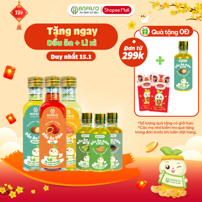 Dầu Ăn Dặm Cho Bé Anpaso - Set 3 dầu Oliu, Óc Chó, Cá Hồi 50ml, 100ml, 150ml - Dầu Chiên Xào 100ml - 6