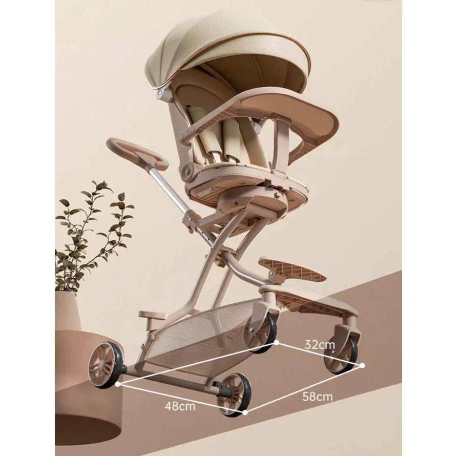 Xe đẩy M10 dành cho bé từ sơ sinh gấp gọn tiện lợi , đảo chiều 360 - ngả lưng 175 độ kèm bàn ăn dặm - 5