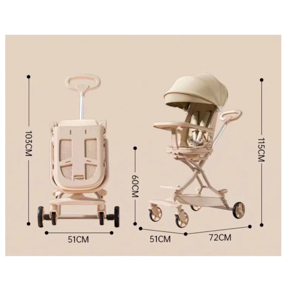 Xe đẩy M10 dành cho bé từ sơ sinh gấp gọn tiện lợi , đảo chiều 360 - ngả lưng 175 độ kèm bàn ăn dặm - 2