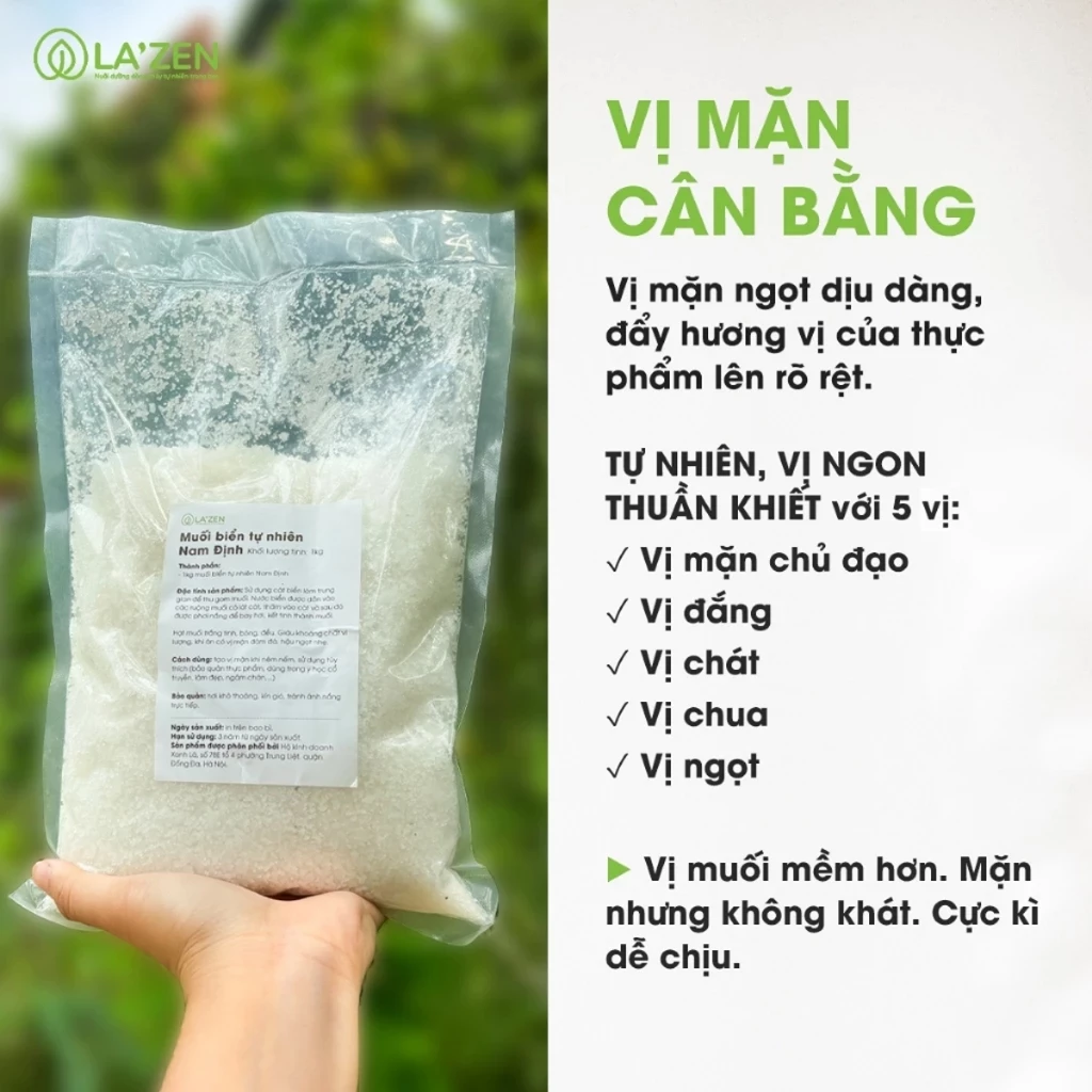 Muối Biển Thô, Muối hột Nam Định 100% Tự Nhiên, Muối hạt Không Tẩy Trắng - Giàu Khoáng Chất - La'zen - 2