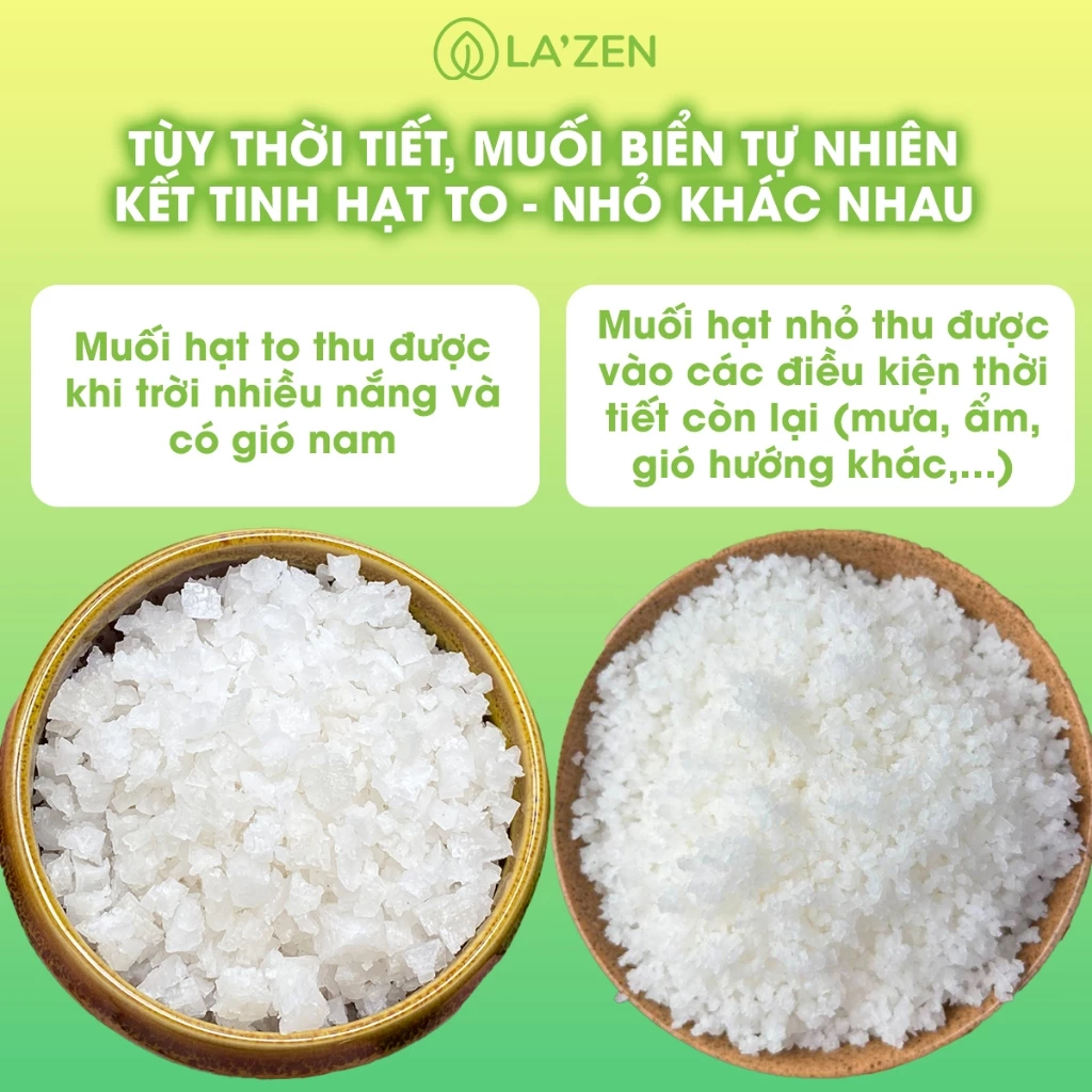 Muối Biển Thô, Muối hột Nam Định 100% Tự Nhiên, Muối hạt Không Tẩy Trắng - Giàu Khoáng Chất - La'zen - 5