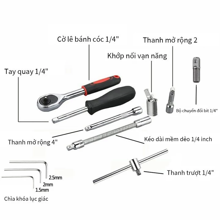 ĐA NĂNG Bộ dụng cụ mở bu lông ốc vít, 40/46 chi tiếc,bộ dụng cụ sửa chữa ô tô xe máy - 3