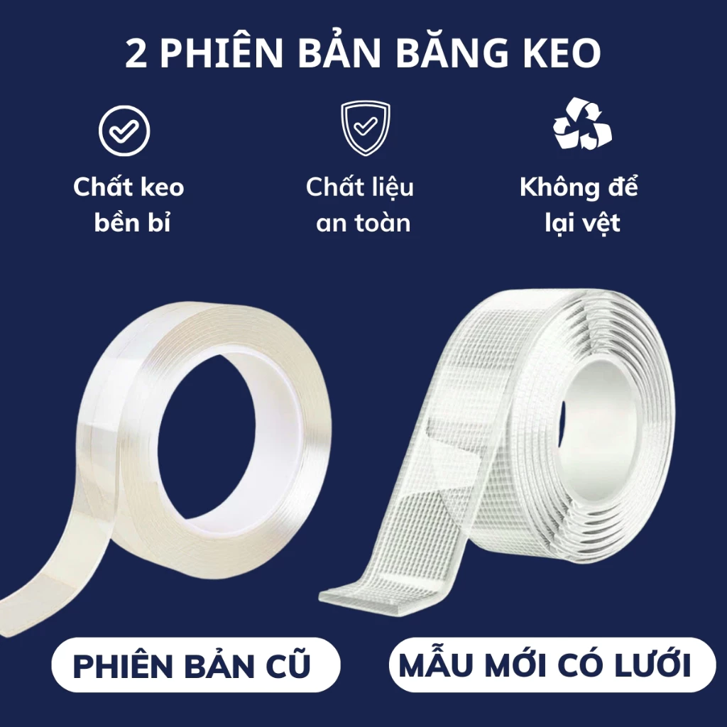 Băng Keo 2 Mặt Siêu Dính Nano Trong Suốt 3cm*3m, Băng Dính Dán Tường Dễ Tháo Gỡ Tiện Lợi - 3