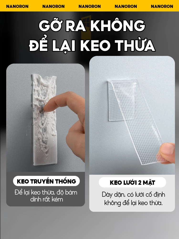 Băng keo nano lưới siêu dính bản 3cm NANORON Băng keo 2 mặt nano trong suốt dính đồ vật - 2