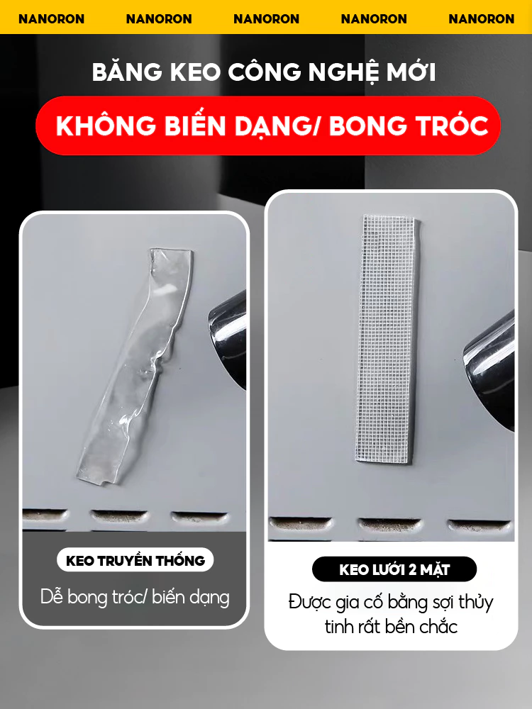 Băng keo nano lưới siêu dính bản 3cm NANORON Băng keo 2 mặt nano trong suốt dính đồ vật - 3