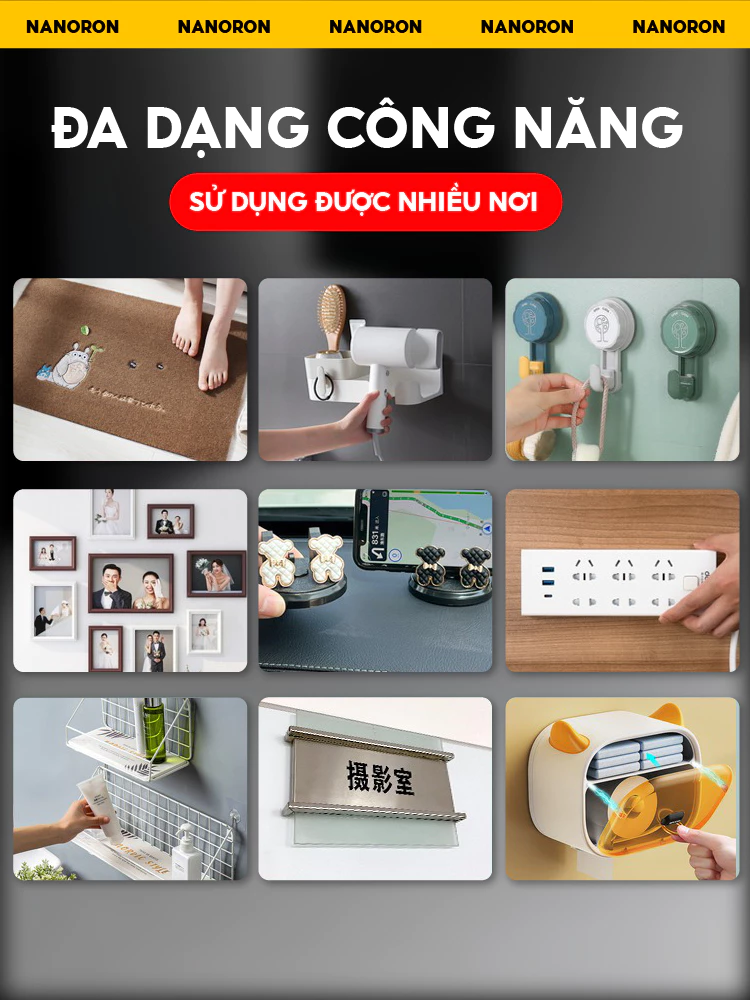 Băng keo nano lưới siêu dính bản 3cm NANORON Băng keo 2 mặt nano trong suốt dính đồ vật - 5