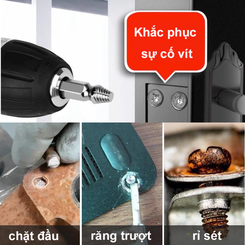 Bộ 6 Mũi Khoan,Máy tháo vít đầu bị hỏng,Dụng cụ nhổ răng trượt vít hai đầu,Tháo Ốc Vít Bị Hỏng Lt Dễ Dàng Mang Theo - 3