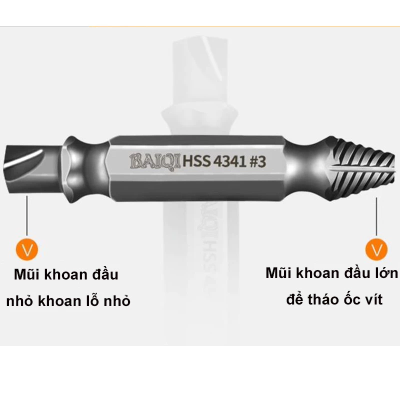 Bộ 6 Mũi Khoan,Máy tháo vít đầu bị hỏng,Dụng cụ nhổ răng trượt vít hai đầu,Tháo Ốc Vít Bị Hỏng Lt Dễ Dàng Mang Theo - 6