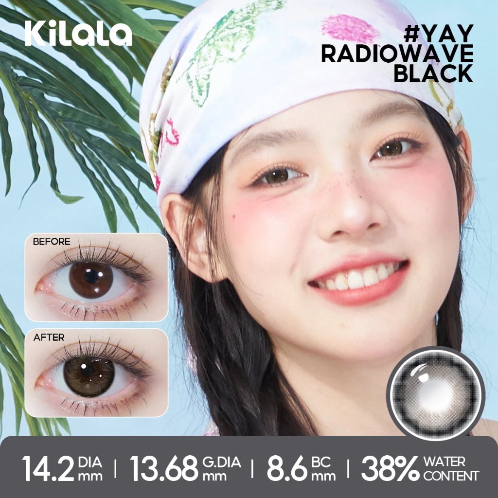 Kính áp tròng Kilala màu nâu Chestnut Milk Brown/ Yay Radiowave Black/White Peach Brownlens cận 6 tháng DIA 14.2mm 14.5mm có độ (0-7) 1 cặp - 5