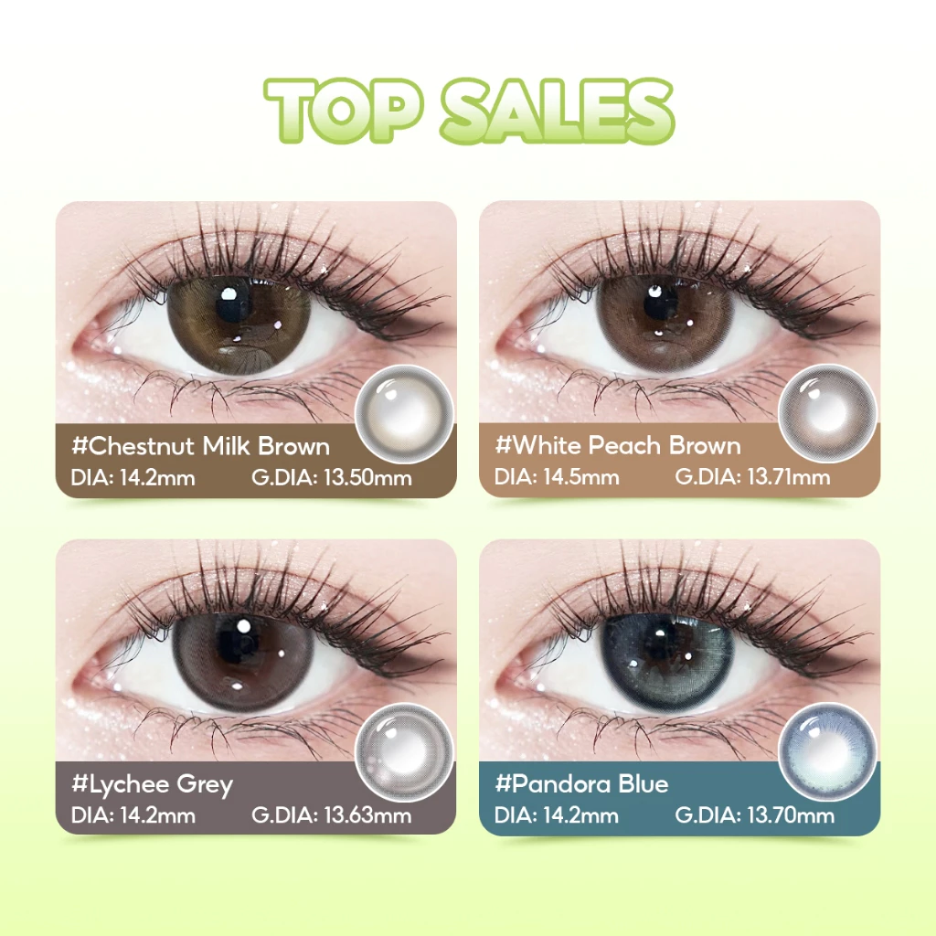 Kính áp tròng Kilala màu nâu Chestnut Milk Brown/ Yay Radiowave Black/White Peach Brownlens cận 6 tháng DIA 14.2mm 14.5mm có độ (0-7) 1 cặp - 6