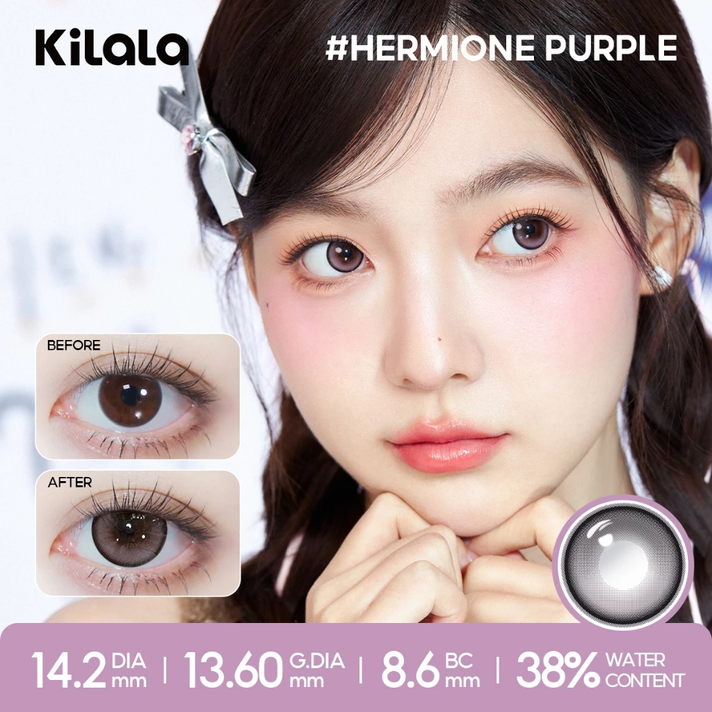 Kính áp tròng Kilala lens 1 ngày màu xám DIA 14.0mm 14.2mm 14.5mm Filmgirl Blue Lychee Grey Heroine Purple và màu xám lens cận có độ (0-7) 2 chiếc - 5