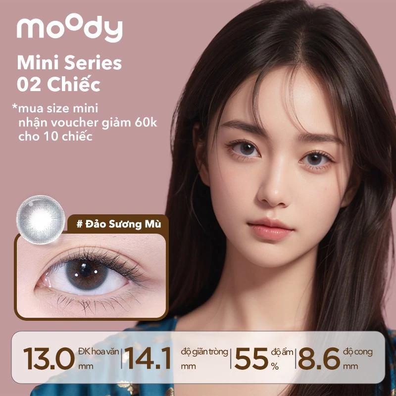 Set 2 chiếc kính áp tròng Moody 14.2mm Nâu Sa Mạc lens 1 ngày thuộc bộ sưu tập Teenage Daydream Mini version
