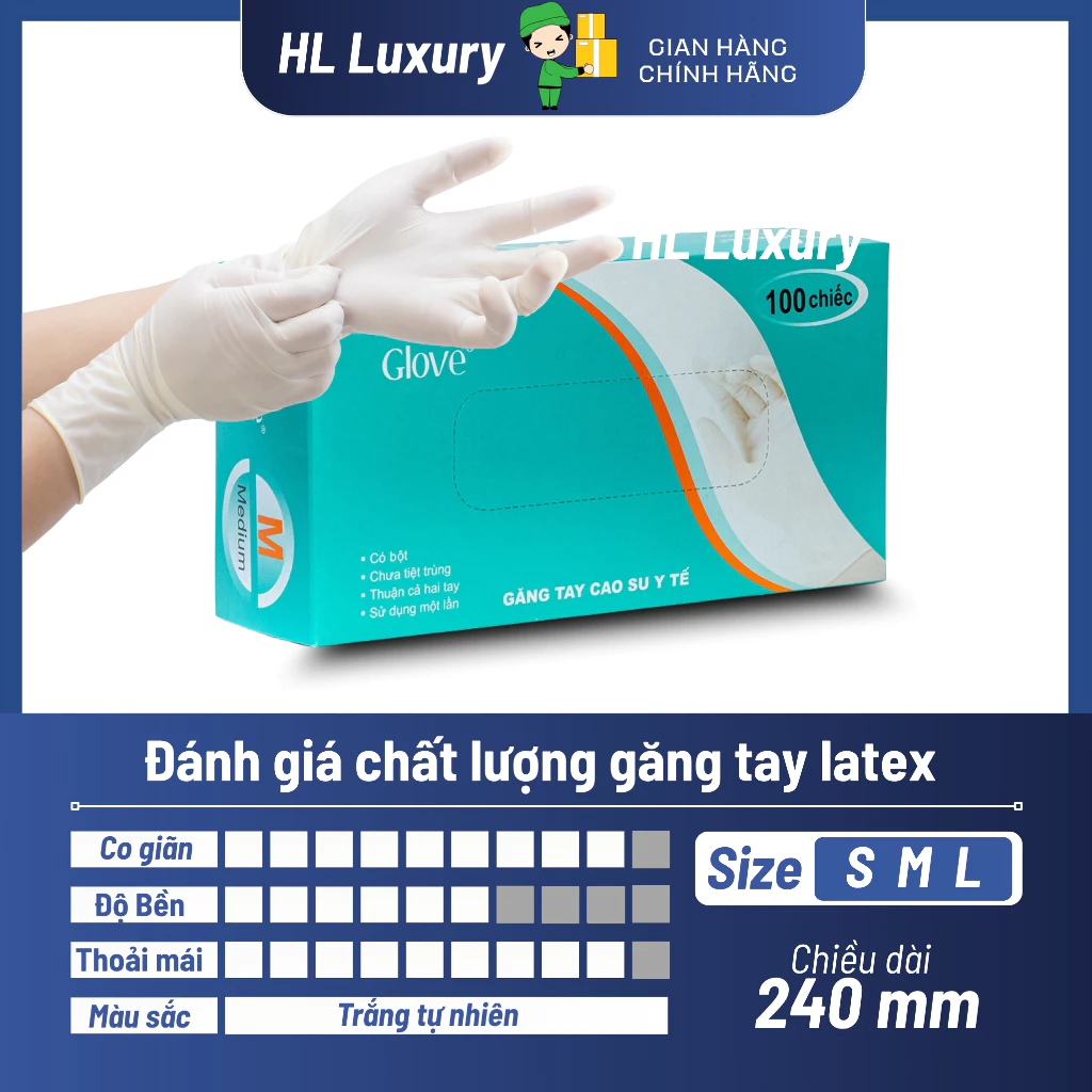 [Hộp 100 chiếc] Găng tay y tế cao su Latex không bột và có bột- Dùng cho spa, nha khoa, thẩm mỹ - 4