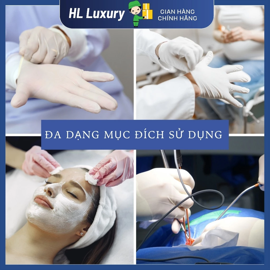 [Hộp 100 chiếc] Găng tay y tế cao su Latex không bột và có bột- Dùng cho spa, nha khoa, thẩm mỹ - 6