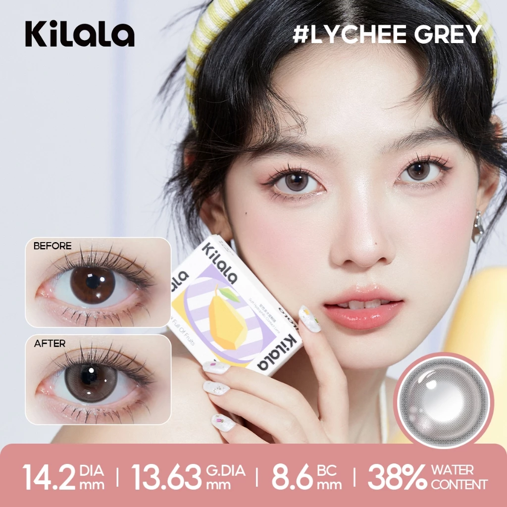 Kính áp tròng Kilala màu nâu Chestnut Milk Brown/White Peach Brown/Lychee Grey lens cận 6 tháng DIA 14.2mm có độ (0-7) 1 chiếc lens - 4