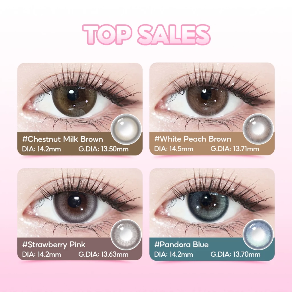 Kính áp tròng Kilala màu nâu Chestnut Milk Brown/White Peach Brown/Lychee Grey lens cận 6 tháng DIA 14.2mm có độ (0-7) 1 chiếc lens - 5