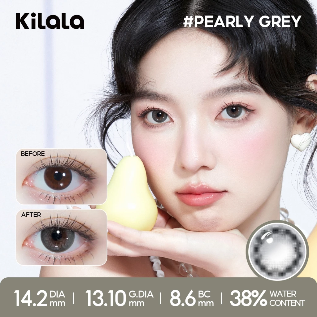 Kính áp tròng Kilala màu nâu Chestnut Milk Brown/White Peach Brown/Lychee Grey lens cận 6 tháng DIA 14.2mm có độ (0-7) 1 chiếc lens - 6