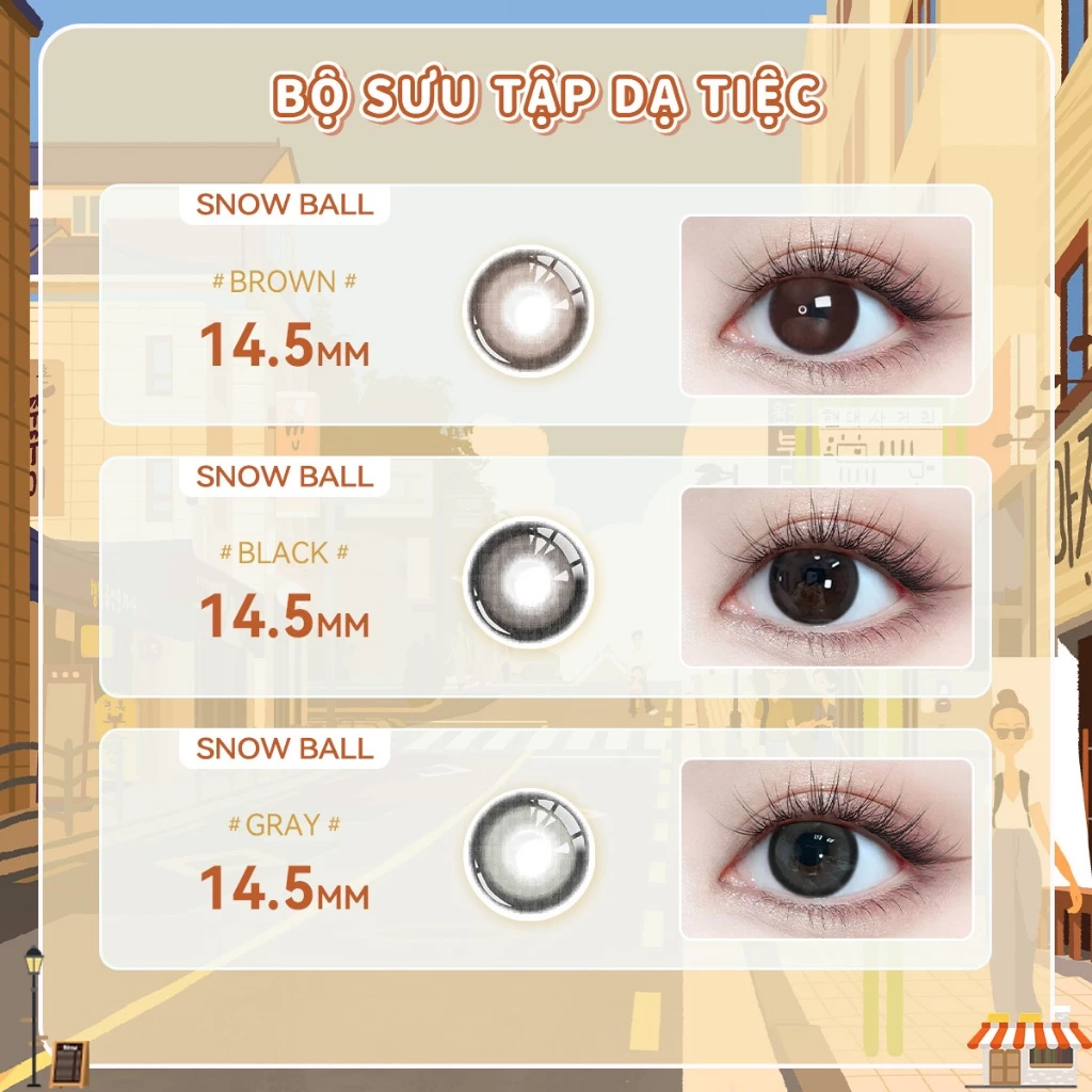 Midroo Lens 0~6 Độ (2 chiếc) 14.5mm Lens Cận Đen Lens Mắt Snowball Kính Áp Tròng 1 năm - 3