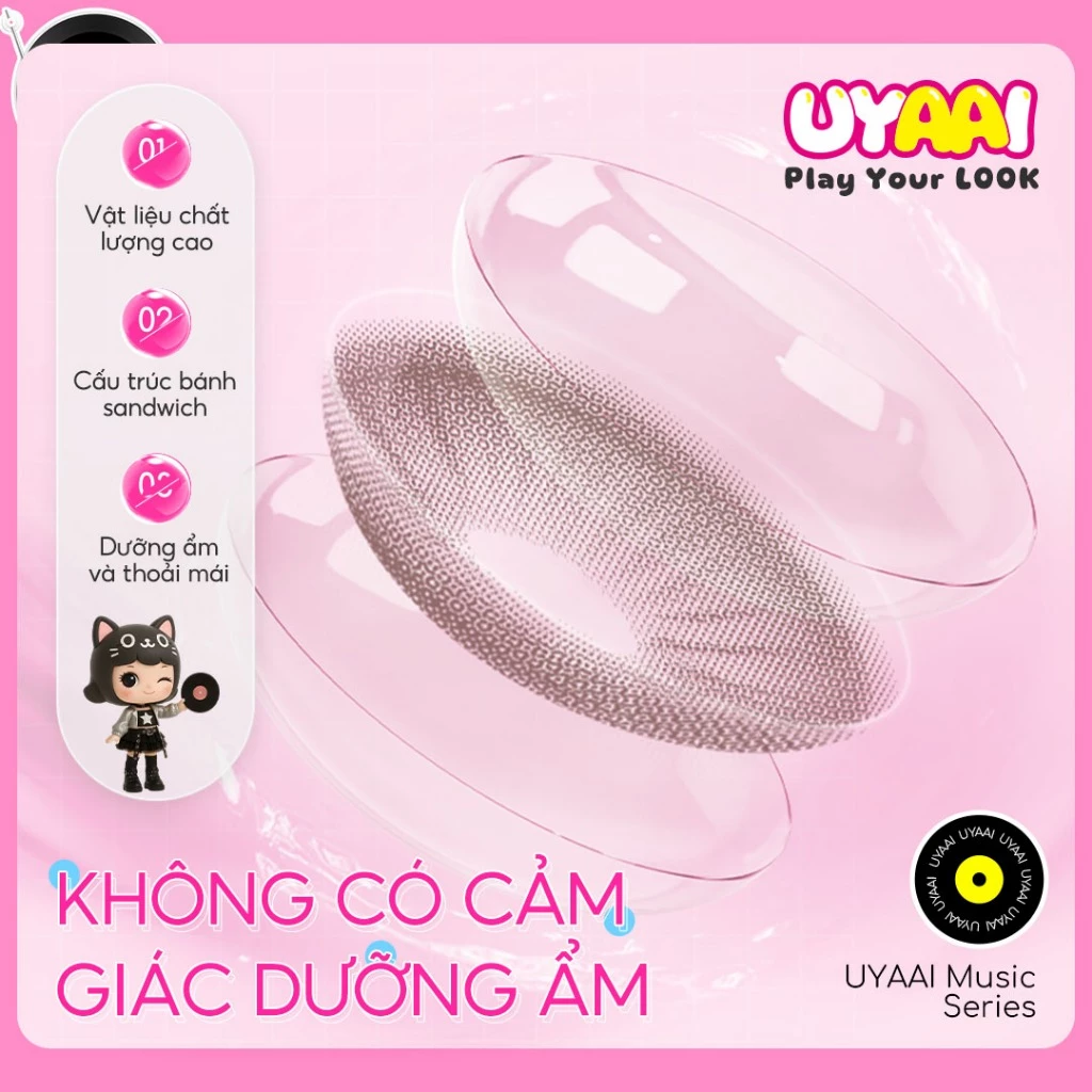 Set (2 chiếc) Kính Áp tròng MCK1 UYAAI màu đen Độ giãn tròng 14.0/14.2/14.5mm, Độ cận 0.00-4.00 Độ - 2