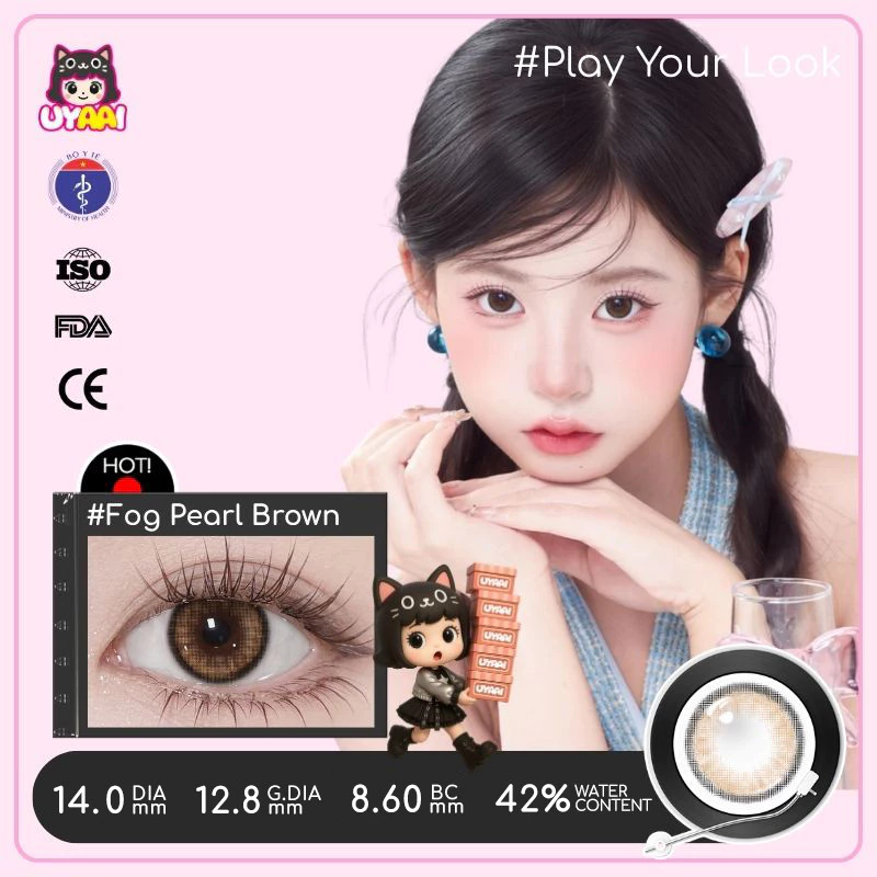 Set (2 chiếc) Kính Áp tròng MCK1 UYAAI màu đen Độ giãn tròng 14.0/14.2/14.5mm, Độ cận 0.00-4.00 Độ - 4