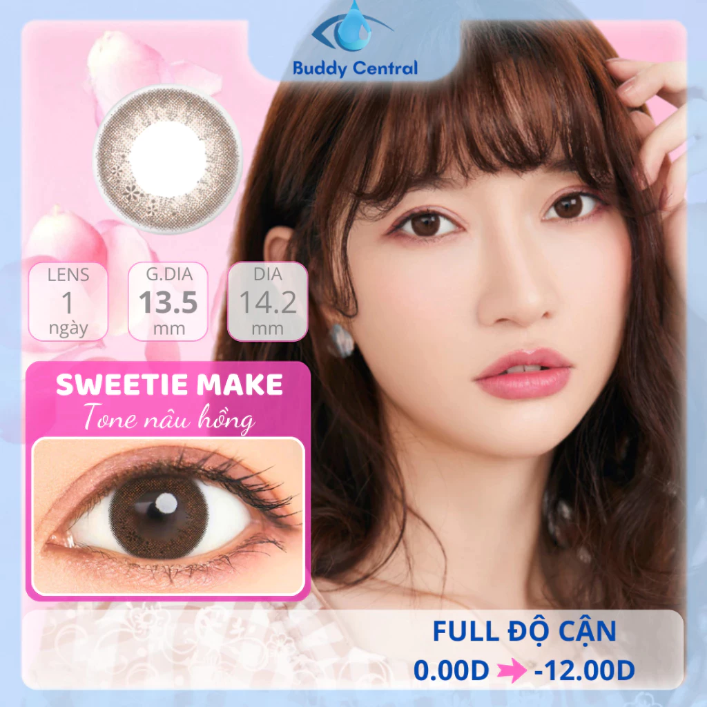 (1 chiếc lẻ) Lens Seed 1 ngày có màu Eye coffret - Sheer, Sweetie, First Make đủ độ - Buddy Central - 3