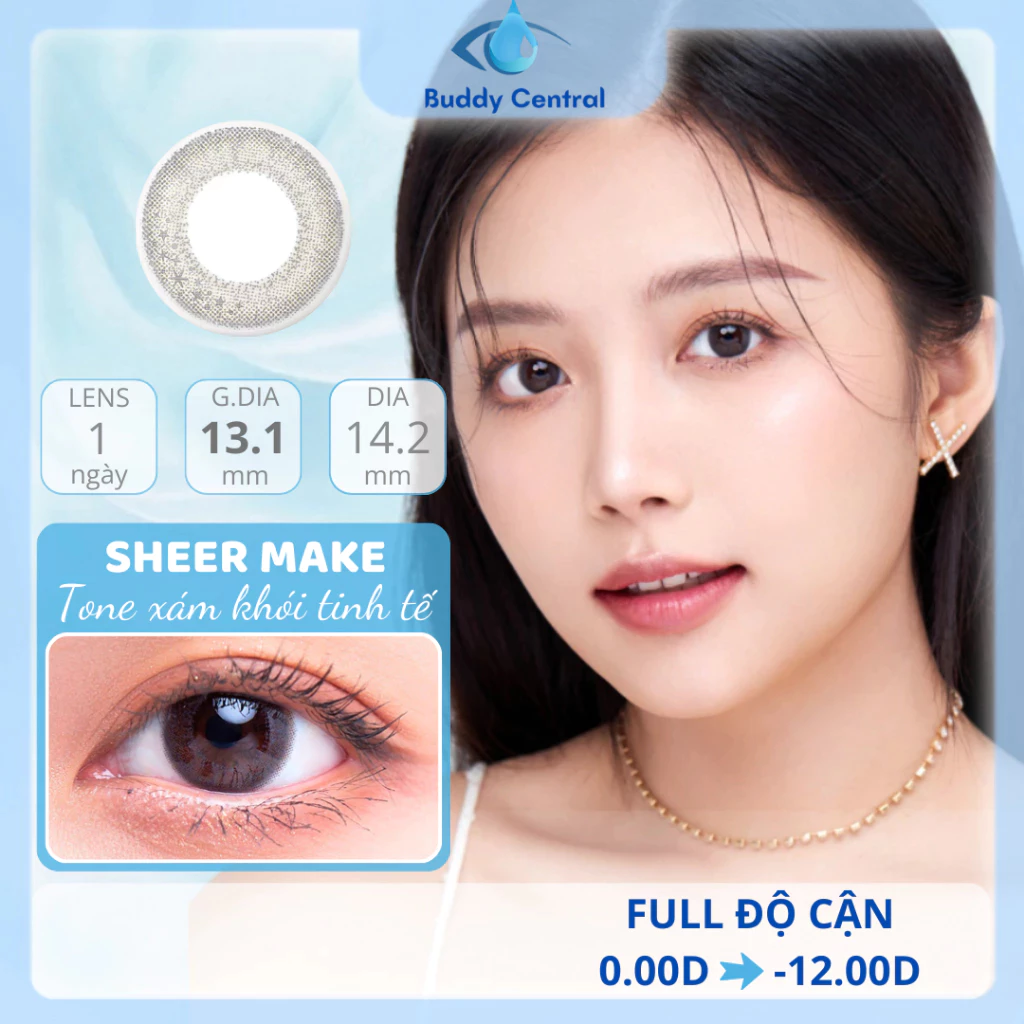 (1 chiếc lẻ) Lens Seed 1 ngày có màu Eye coffret - Sheer, Sweetie, First Make đủ độ - Buddy Central - 4