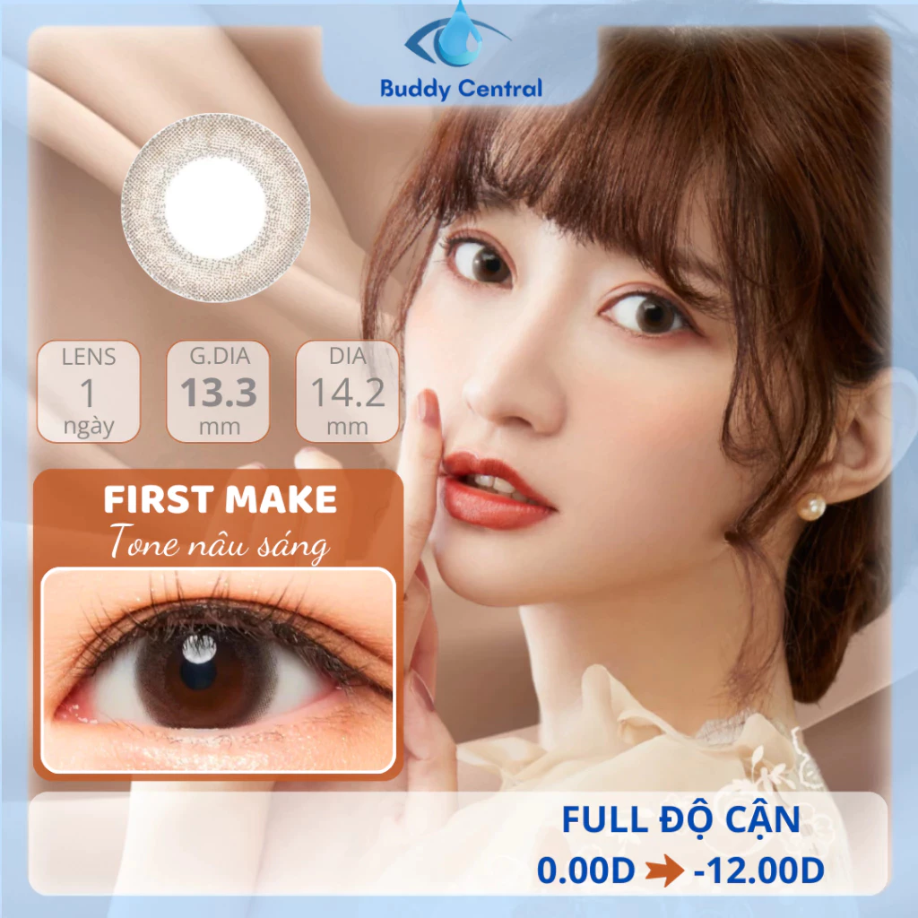 (1 chiếc lẻ) Lens Seed 1 ngày có màu Eye coffret - Sheer, Sweetie, First Make đủ độ - Buddy Central - 5