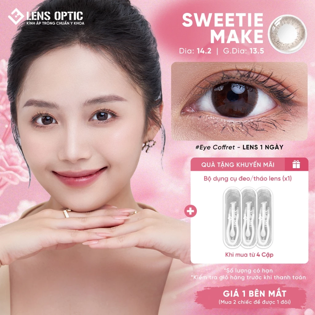 Kính áp tròng 1 ngày SEED Eye Coffret 1 Day UV màu Sweetie Make – Lens nâu hồng quyến rũ -LENS OPTIC
