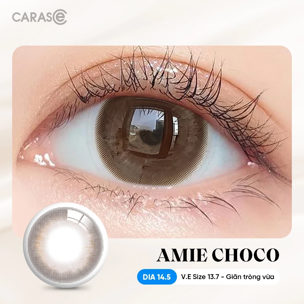 Kính áp tròng khoá ẩm 1 Ngày Màu Nâu Chocolate CARASE, Lens cận AMIE CHOCO (1 bên mắt) - 3